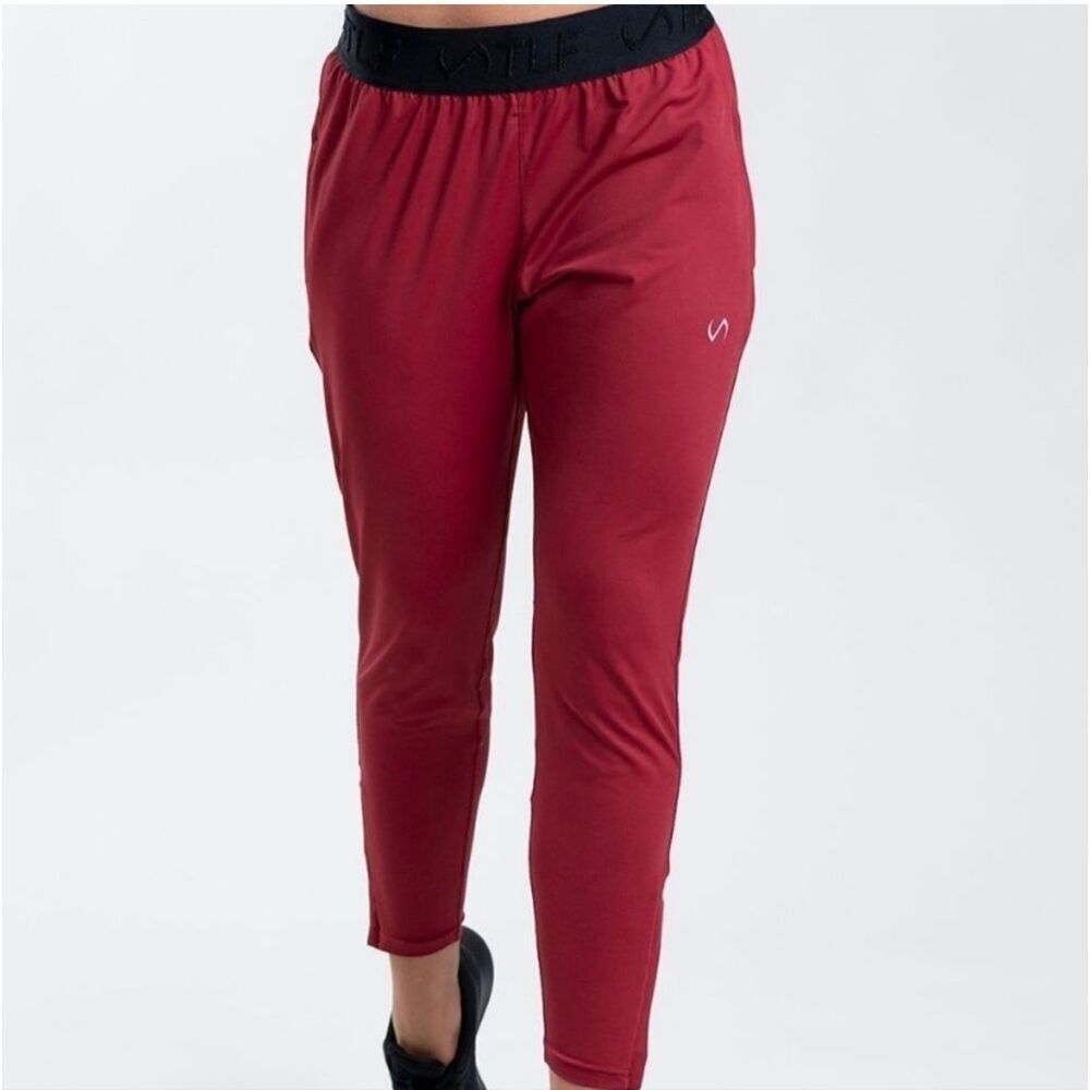 NWT TLF Legacy performance joggers oxblood red athletic gym workout pants M